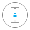 Icon of a mobile phone with a locked padlock on screen.