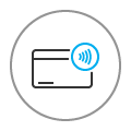 Icon of card with Visa payWave symbol.