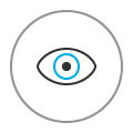 Icon of an eye enclosed in a circle.