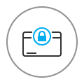 Icon of a bank card with a locked padlock overlay.