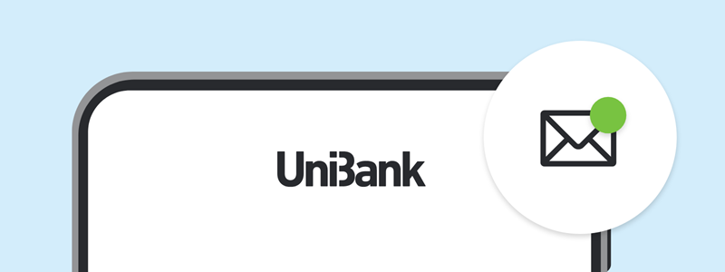 An icon of an envelope representing the secure message option to contact us through the app.