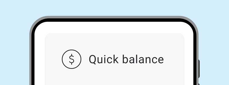 An image showing the quick balance options in the app.
