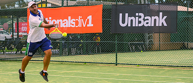 A man playing tennis.