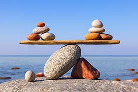 A pile of rocks in the form of a scale.